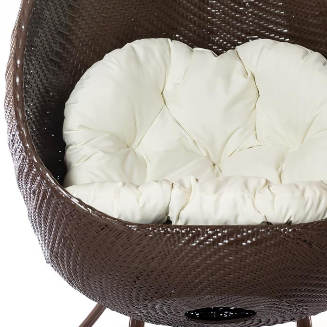 Luxusní závěsné křeslo se stojanem FIDJI Terico — velké houpací křeslo ve tvaru vajíčka. Hnědé